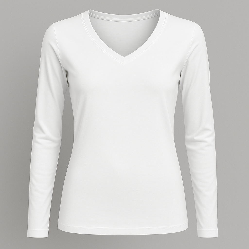 Remera Escote V Manga Larga Mujer