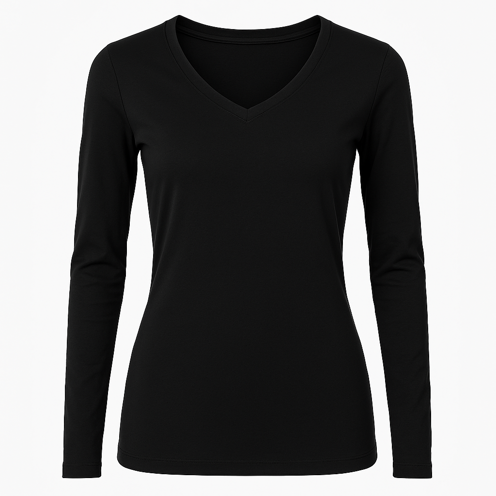 Remera Escote V Manga Larga Mujer