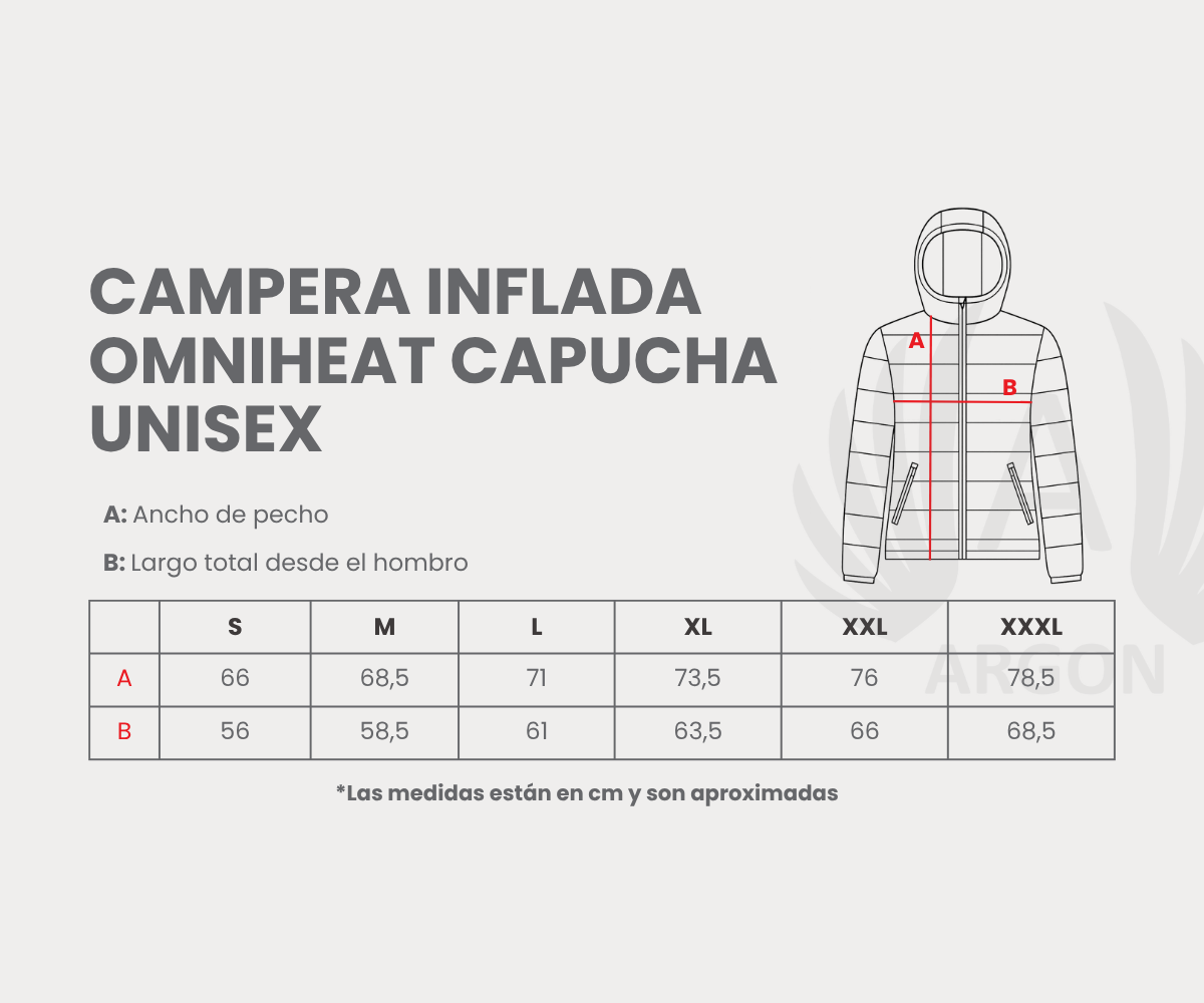 Campera Inflada Omniheat Capucha Unisex